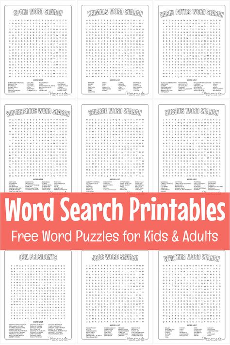 Printable Word Search For Adults, Free Printable Word Searches For Adults, Word Find Free Printable, Crossword Puzzles For Kids, Word Search For Adults, Word Search Free Printable, Free Printable Crossword Puzzles, Word Puzzles For Kids, Free Word Search Puzzles