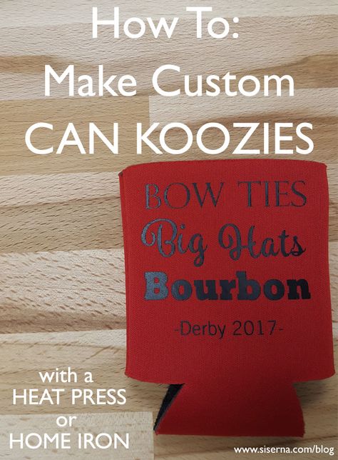 And we're off! This DIY Kentucky Derby project is sure to keep your beverage cool and your image even cooler. Click here to learn how to heat apply EasyWeed heat transfer vinyl to give your can koozie as much personality as you! Koozies Diy, Heat Press Projects, Htv Projects, California Gifts, Custom Koozies, Heat Press Vinyl, Htv Vinyl, Silhouette Crafts, Vinyl Projects