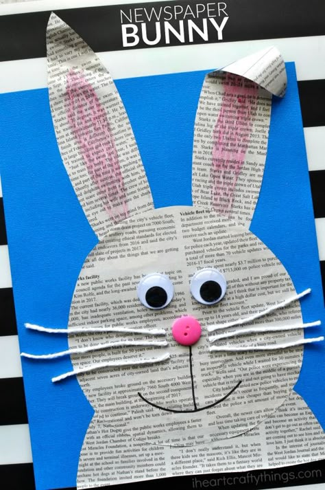 Looking for a cute Easter craft for kids? This super cute newspaper bunny craft is an easy kids craft and cute preschool kids craft. Påskeaktiviteter For Barn, Bunny Craft, Easter Preschool, Newspaper Art, Craft Easy, Easy Easter Crafts, Newspaper Crafts, Easter Craft, Easter Art