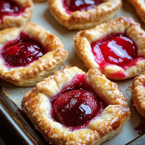 Easy Cherry Pie Bites Mini Cherry Cobbler, Things To Make With Pie Filling, Weeknight Desserts Easy, Cherry Pie Mini, Cherry Pie Tarts Mini, Cherry Tarts Easy, Cherry Pie Muffins, Small Cherry Pies, Assorted Mini Pies