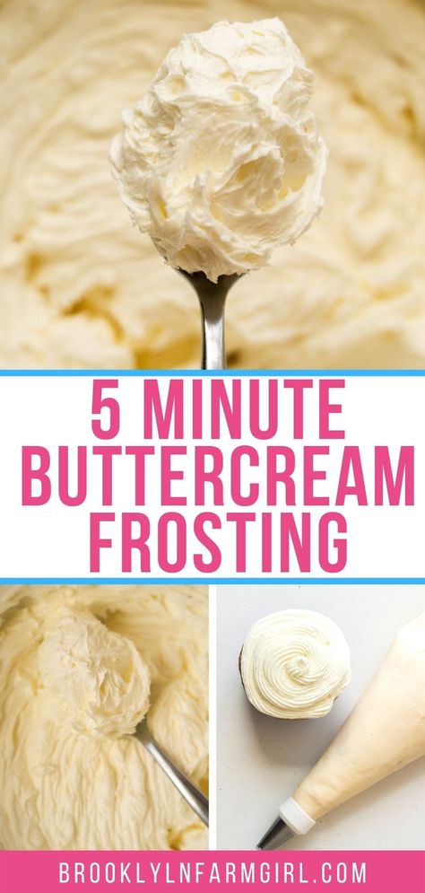 Homemade Cupcake Frosting Easy, 5 Minute Buttercream Frosting, Homemade Butter Cream Icing, Homade Frosting Recipes Easy, Quick Cupcake Frosting, Quick And Easy Icing Recipes, Easy Buttercream Frosting 2 Ingredients, Homemade Vanilla Buttercream Frosting, Homemade Cake Icing 3 Ingredients