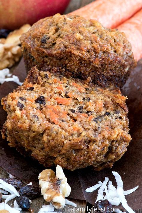 Morning Glory Muffins - A Family Feast Glorious Morning Muffins, Morning Glory Muffins Healthy, Morning Glory Muffins Recipe, Glory Muffins, Morning Glory Muffins, Coffee Cake Muffins, Bran Muffins, Muffin Bread, Oatmeal Muffins