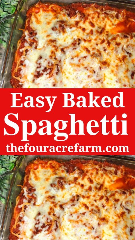 Oven Baked Pastas, Baked Spaghetti With Leftover Spaghetti, Bakes Spaghetti Recipes, Baked Spagetti Recipe, Baked Spaghetti Recipe Easy, Baked Soaghetti, Easy Spaghetti Bake, Southern Baked Spaghetti, Leftover Spaghetti Recipe