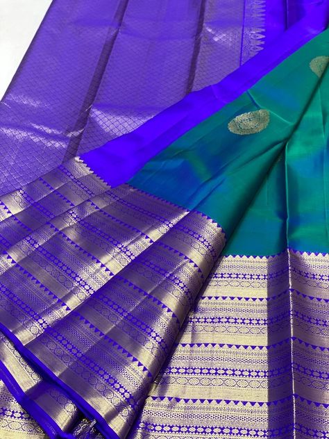 Dark Blue Pattu Saree, Saree Colours, South Indian Wedding Saree, Trendy Saree, Marathi Bride, Netted Blouse Designs, Color Knowledge, Latest Silk Sarees, Kanchi Sarees