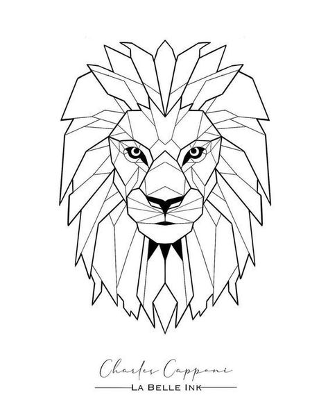 Wall Art Paint, Geometric Art Animal, Mathematics Art, Magic Runes, Crazy Tattoos, Geometric Lion, Lion Drawing, Lion Tattoo Design, Polygon Art