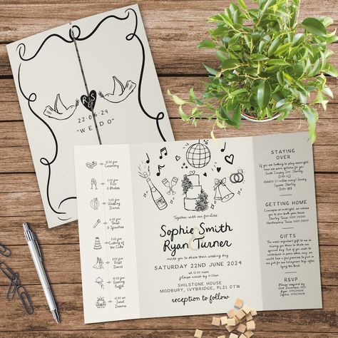 timeline cutie Sketched Wedding Invitations, Garden Party Wedding Invite, Hand Drawn Invitations, Drawn Wedding Invitations, Handwritten Wedding Invitations, Creative Wedding Invitation, Backyard Wedding Invitations, Quirky Wedding Invitations, Unique Wedding Invites