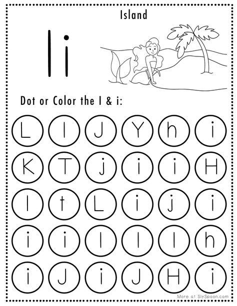 Letter Recognition Activities Preschool Free Printables, Alphabet Do A Dot Printables Free, Letter Dotter Worksheets, Dot Alphabet Free Printable, Letter I Dot Page, Letter Recognition Activities Preschool, Letter I Activities, Letter I Crafts, Letter I Worksheet