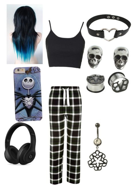 "Goth pajamas" by purdysrebel on Polyvore featuring Topshop, Beats by Dr. Dre, River Island and King Baby Studio Emo Pajamas, Goth Sleepwear, Lazy Goth Outfits, Goth Pajamas, Goth Grunge Outfits, Pj Outfit, Emo Fits, Emo Clothes, Steampunk Heart