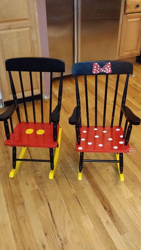 Chair From Ceiling, Ceiling Chair, Painted Rocking Chairs, Hand Painted Chairs, Deco Disney, Hanging Chair From Ceiling, Disney Room Decor, Disney Classroom, Disney Room