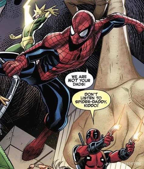 Spiderman Deadpool Comic, Spideypool Comic, Spider Man Quotes, Spider Man Deadpool, Joe Kelly, Spiderman Funny, Spiderman Comic Art, Deadpool X Spiderman, Deadpool 2