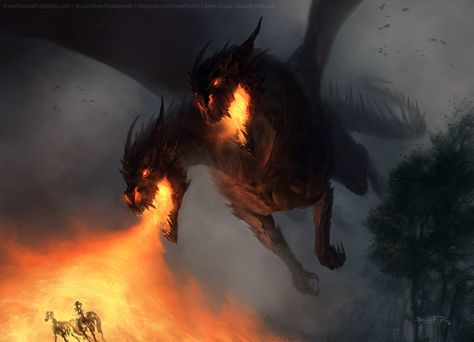 3 Headed Dragon, Mythical Monsters, Beautiful Dragon, Dragon Pictures, Fantasy Monster, Dragon Artwork, Fire Dragon, Weird Creatures, Fantasy Dragon