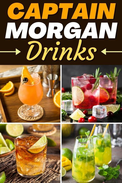 Get tipsy with this list of Captain Morgan drinks! From rum punch to a Mai Tai to a pirate's float, you can't go wrong with these awesome cocktails. Drinks To Make With Captain Morgan, Mixed Drinks With Captain Morgan, Pirate Theme Alcohol Drinks, Captain Morgan Pineapple Rum Recipes, Cocktails With Captain Morgan, Drinks With Captain Morgan Spiced Rum, Sliced Apple Captain Morgan Drinks, Captain Morgan Drinks Easy, Captain Morgan Spiced Rum Drinks