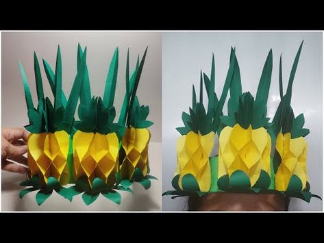 DIY PINEAPPLE CROWN FOR NUTRITION MONTH - YouTube Pineapple Crown, Crown Paper, Pineapple Costume, Diy Pineapple, Nutrition Month, Diy Crown, Pineapple Design, Diy Inspiration, Tiara