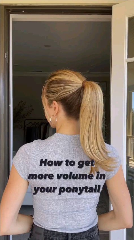 How to get more volume in ponytail hairstyle How To Make A Volume Ponytail, Ponytail More Volume, Messy Hairstyles Ponytail, How To Volume Ponytail, How To Get The Perfect High Ponytail, How To Get More Volume In Ponytail, Volumize Ponytail, High Ponytail Hacks For Long Hair, How To Make A High Ponytail With Short Hair