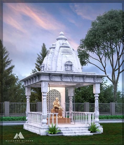 Outdoor Temple Design For Home, Shiv Temple Design, Outdoor Temple Design, Small Temple Design Outdoor, Outdoor Mandir Design, Temple Elevation, Small Temple Design For Home, Home Mandir, Hindu Mandir