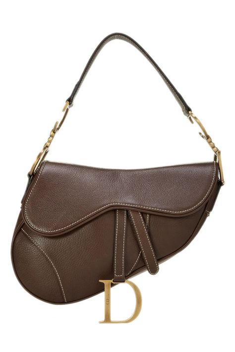 Christian Dior Brown Leather Saddle Bag - What Goes Around Comes Around Luxury Vintage Saddle Bag, Classic Brown Saddle Bag For On-the-go, Brown Saddle Bag Dior, Dior Saddle Bag Country, Dior Saddle Bag Limited Edition, Christian Dior Bag, Saddle Bag Purse, Leather Saddle Bags, Dior Handbags