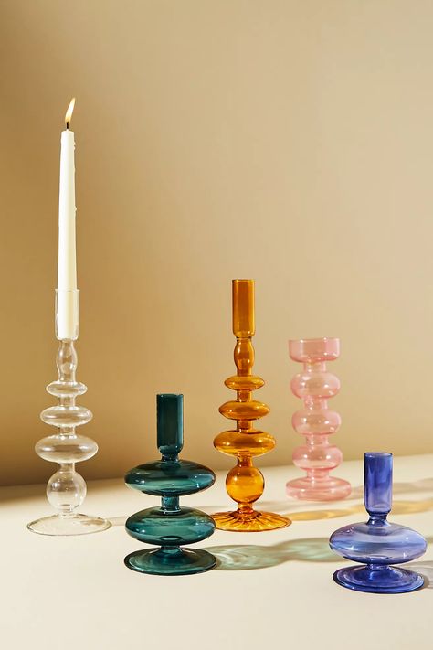 Delaney Candle Holder | Anthropologie Candle Cove, Anthropologie Candle, Spring Celebration, Taper Candle Holders, Best Gifts For Her, Glass Candlesticks, Unique Candles, Beautiful Candles, Home Candles