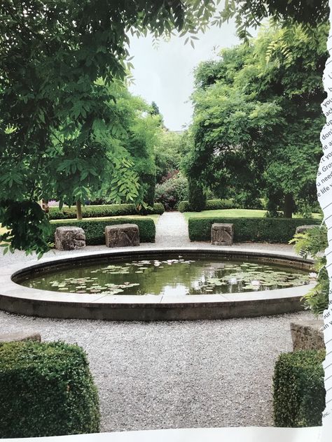 Circular Water Feature, Brick Fountain, Pool With Stone, Circular Pool, Garden Pools, Circular Garden, Garden Water Features, Sophora Japonica, Patio Water Feature