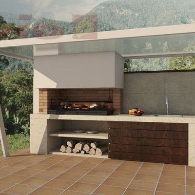 Barbacoa Jardin, Modern Outdoor Fireplace, Ideas Terraza, Outdoor Bbq Area, Outdoor Grill Station, Barbecue Design, Outdoor Barbeque, Modern Outdoor Kitchen, Concrete Interiors