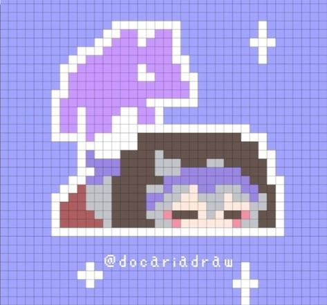 Genshin Pixel Art Grid, Genshin Perler Beads, Pixel Art Genshin, Genshin Pixel Art, Genshin Impact Pixel Art, Blouse Free Pattern, Crochet Grid, Kawaii Cross Stitch, Modele Pixel Art