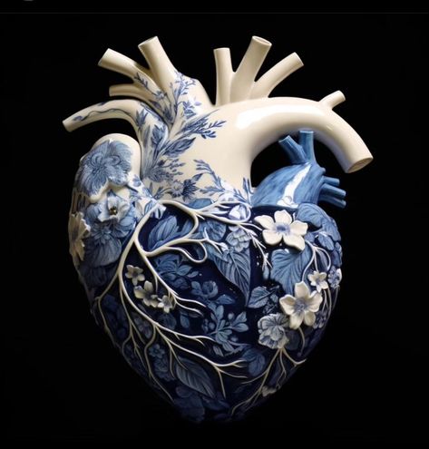 Instagram @ai.art.erinrads, AI Art, Porcelain Heart, Midjourney Porcelain Heart Tattoo, Heart Sculpture Art, Human Heart Sculpture, Kintsugi Tattoo, Anatomical Heart Vase, Kintsugi Heart, Abstract Anatomical Heart, Fine China Patterns, Lyrics Tattoo