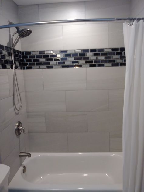 Tile Around Bathtub, Large Shower Tile, Small Bathroom With Tub, Beadboard Bathroom, Bathtub Tile, Bathroom Shower Walls, Tile Remodel, Tub Tile, Sustainable Decor