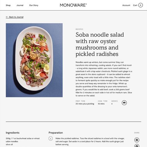 Monoware · Typewolf Fonts For Website, Food Blog Design, Food Website Design, Blog Layout Design, Fashion Web Design, Food Web Design, Top Fonts, Recipe Web, Website Design Inspiration Layout