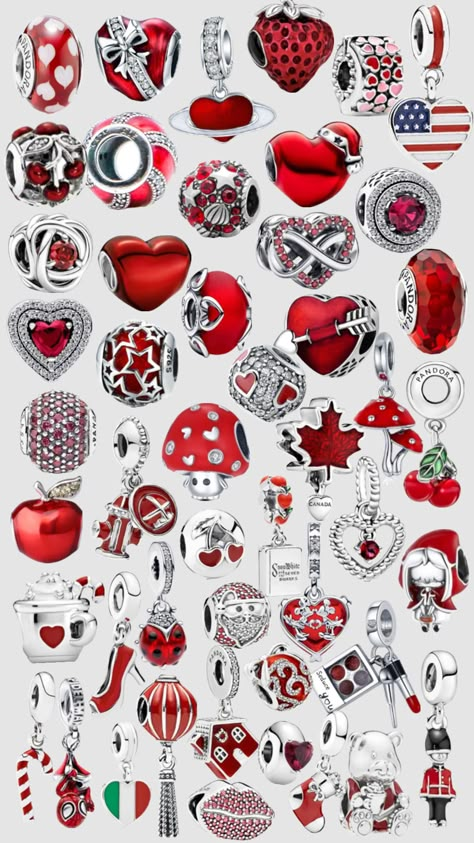 Red pandora charms #redpandoracharms #redpandoracharm #redpandora #red #pandoracharms #pandorabracelcharms #pandorabracelet #pandora Pandora Charms Red, Pandora Christmas Charms, Pandora Summer, Pandora Bracelet Charms Ideas, Pandora Red, Pandora Bracelet Designs, Pandora Inspiration, Red Charm, Pandora Bracelet Charms