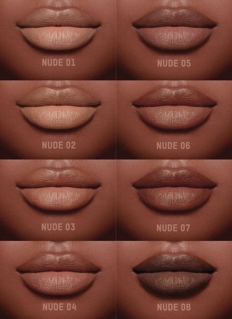 KKW Beauty 8 Nude Lipsticks  KKWBEAUTY.COM Make Up For Dark Skin Women, Dark Skin Lipstick, Lipstick Black Women, Lip Tricks, Kkw Lipstick, Alexis Vogel, Makeup Lips Matte, Lipstick For Dark Skin, Make Up Studio