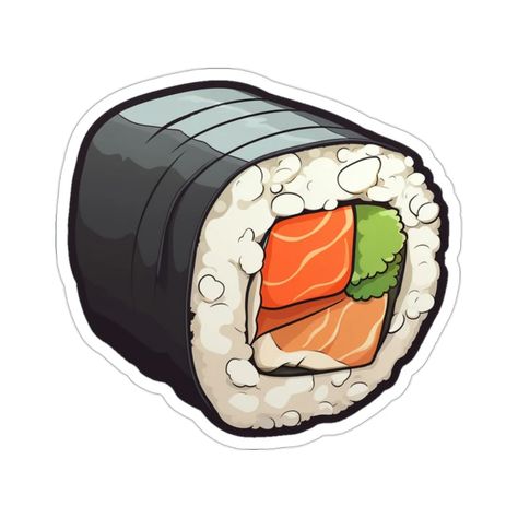 Cute Sushi Roll Vinyl Sticker for Foodies and Japanese Cuisine - Etsy Sushi Drawing, Sushi Roll, Water Bottle Decal, Sticker Water Bottle, Food Stickers, Art Japonais, Foodie Gifts, Sushi Rolls, Kids Stickers