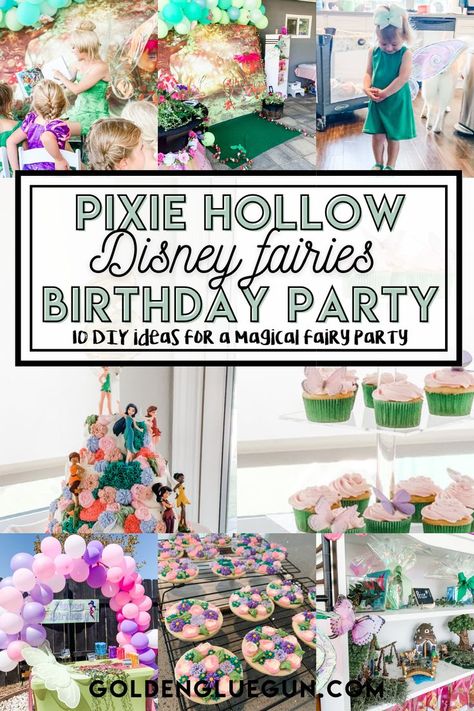 This Disney Fairies inspired birthday party features a special visit from Tinkerbell the fairy herself. See the Pixie Hollow backyard party here | https://goldengluegun.com Pixie Hollow Party, Pirate Fairy Party, Fairy Birthday Party Ideas, Tinkerbell Party Theme, Disney Fairies Pixie Hollow, Pixie Party, Pirate Fairy, Tinkerbell Fairies, Tinkerbell Party