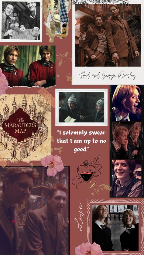 Weasley Twins Wallpaper, Marauders Wallpaper, Fred George Weasley, George Weasley Aesthetic, Twins Wallpaper, Harry Potter Quotes Funny, Fred And George, Taylor Swift Book, Weasley Aesthetic