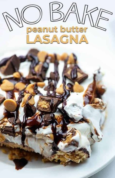 Peanut Butter Lasagna — Buns In My Oven Peanut Butter Crunch Lasagna, Peanut Butter Lasagna, Peanut Butter Sheet Cake, Buns In My Oven, Butter Crunch, Peanut Butter Crunch, Chocolate Lasagna, No Bake Peanut Butter, Peanut Butter Candy