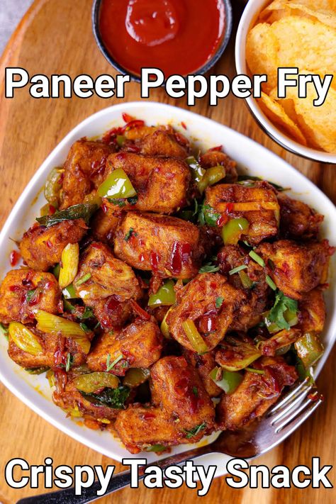 paneer pepper masala recipe | paneer pepper dry | paneer pepper fry Paneer Dishes, Spicy Snacks Recipes, Healthy Indian Recipes, Breakfast Recipes Indian, Vegetarian Fast Food, Indian Cooking Recipes, Chaat Recipe, Vegetarian Snacks Recipes, Spicy Snacks