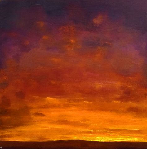 Red Orange Painting, Oil Sunset Painting, Orange Sky Painting, Orange Canvas Painting, Orange Sunset Painting, Orange Paintings, Sunset Paint, Orange And Violet, Sky Paintings