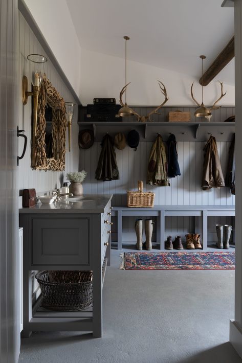 Design Inspiration | Boot Room - Humphrey Munson Hunting Cottage Interior Design, Boot Room Storage, Boot Room Utility, Humphrey Munson, Utility Room Designs, Mudroom Remodel, Mud Room Entry, Room Addition, Mud Rooms