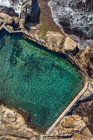 Mahon Ocean Pool, Maroubra Beach - built in 1935-1936 after a petition was presented to Randwick Council by Alderman Patrick Mahon - the 30 metre sea pool lies just north of Maroubra Beach. Although the water is quite calm during low tide, it can get rough when the weather picks up as the southern and eastern sides are exposed to the swell. Maroubra Beach, Ocean Pool, Sydney Australia, Sydney, Built In, Pool, Australia, Interior Design, Water