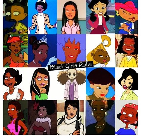 Popular black female cartoon characters in the last 25 years. Female Cartoon Characters, Black Tv, Black Cartoon Characters, Female Cartoon, Black Characters, Black Artwork, We Are The World, Black Cartoon, Black Art Pictures