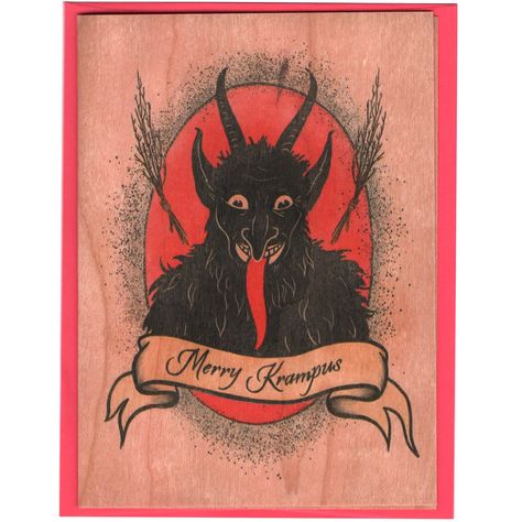 Eco – friendly sustainably harvested real walnut wood greeting card. Wood grain varies from card to card. Measures 4" x 5.5" Sold individually. Comes with a envelope, packaged in a clear sleeve. Krampus Painting, Krampus Card, Merry Krampus, Creepy Christmas, Wood Card, Cherry Wood, Eco Conscious, Sustainable Materials, Yule