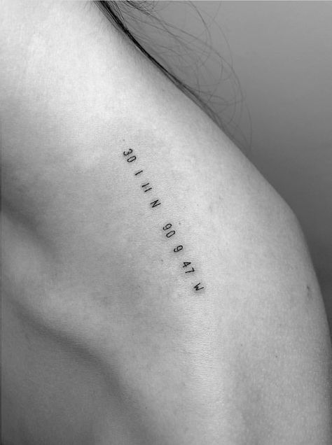 Feminine Coordinates Tattoo, Minimalist Coordinates Tattoo, Matching Coordinates Tattoo, Fine Line Coordinates Tattoo, Dainty Coordinates Tattoo, Fine Line Tattoo Over Time, Longitude Latitude Tattoo, Location Tattoo Ideas, Date And Time Tattoo