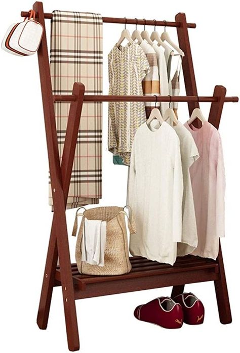 Amazon.com: GAOJINXIURZ Coat Rack Coat Hanger Stand Multifunctional Clothes Rack Hat Rack for Storage Bedroom Office Hallway Garage Wood Dry Clothes 160×75×47cm (Color : A) : Home & Kitchen Diy Clothes Rack Wood, Cloth Hanger Stand, Clothes Rack Design, Wooden Clothes Drying Rack, Wooden Clothes Rack, Clothing Rack Bedroom, Coat Hanger Stand, Color Block Curtains, Mail Envelope