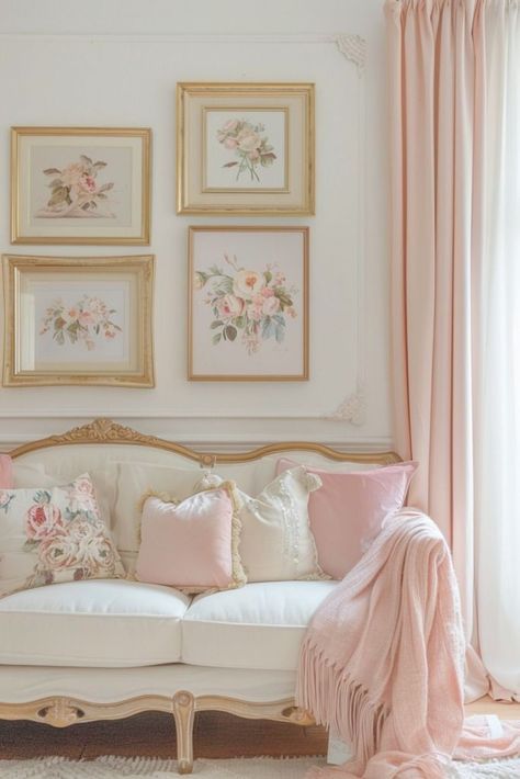 Coquette Interior Design, Coquette Interior, Coquette Living Room, Princess Apartment, Pink Interior Design, Peach Cottage, Flower Gardening Ideas, Oregon Cottage, Enchanted Halloween