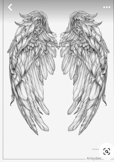 Wings Side View Drawing, Angel Wings Side View, Side View Drawing Reference, Wings Side View, Wing Ideas, Angel Wings Tattoo On Back, Wings Sketch, Side View Drawing, Angel Wings Drawing