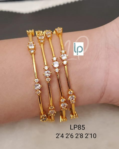 Latest gold finish cz stones bangles collection with price details 🤩 Pearl Bangles Gold, Simple Gold Bangle, Bangles Collection, Gold Bracelets Stacked, Gold Bangles Indian, Ladies Bangles, Gold Bangles For Women, Fancy Jewelry Necklace, Beautiful Gold Necklaces