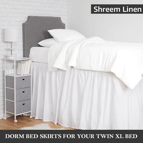 Amazon.com: Dorm Room Bed Skirt - Ruffled Sized College Long Extra Bedskirts 32-Inch Tailored Drop 100% Microfiber Skirts (White, Twin-XL/32 Drop) : Home & Kitchen Dorm Room Bed, Bedskirts, Dorm Room Bedding, Long Bed, Skirts White, Bed Skirt, Room Bed, Twin Xl, White Skirts