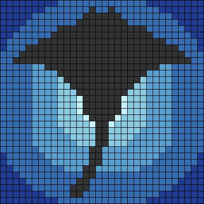 Manta Ray Perler Beads, Shark Pixel Art Grid, Manta Ray Cross Stitch, Blue Alpha Pattern, Stingray Pixel Art, Dolphin Pixel Art, Pixel Fish, Shark Pixel Art, Ocean Pixel Art