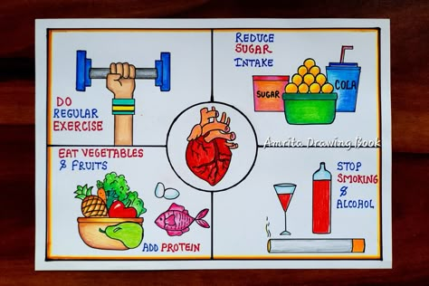 #heartday #worldheartdaydrawing #howtodrawheartday #howtodrawheart #healthiswealth  #worldhealthdaydrawing #postermaking #posterdrawing #chartmaking 
#competition #drawingcompetition #drawing #howtodraw #easydrawing #amritadrawingbook Health Drawing Ideas, World Heart Day Drawing, Healthy Heart Drawing, Poster On Fit India, World Heart Day Poster Drawing, Healthy Drawing, Science Poster Ideas Drawing, Health Poster Drawing, Nutrition Project Ideas