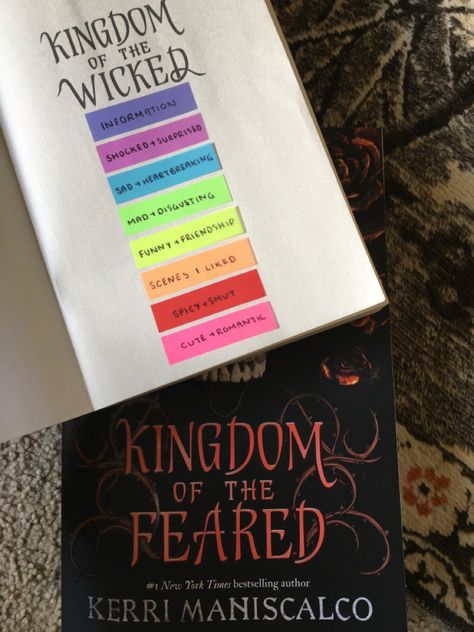 Book annotating, book tabs, books, kingdom of the wicked, kingdom of the feared, KOTW Annotation Key Fantasy Books, Fantasy Book Annotation Guide, Fantasy Annotation, Romance Book Annotation Key, Book Anottations Key, How To Tab Books, Book Tabs Ideas, Annotating Books Guide, Annotating Tips