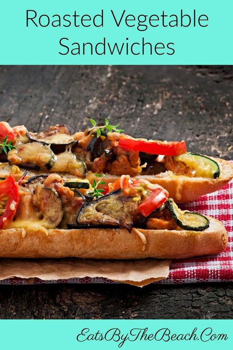 Healthy and intensely flavorful, these Roasted Vegetable Sandwich Recipes, Veggie Hoagie Sandwich, Hot Veggie Sandwich Recipes, Roasted Veggie Sandwich Recipes, Roasted Veggie Wrap Recipe, Roasted Veggie Sandwich, Vegetable Sandwiches, Roast Ideas, Vegetable Sandwich Recipes