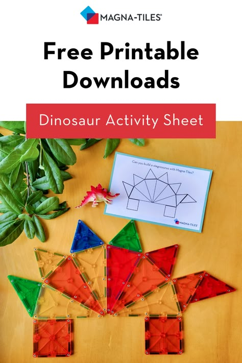 Dinosaur MAGNA-TILES puzzles Math With Magnatiles, Build With Magnatiles, Magnet Tile Printables, Magnet Tile Dinosaurs, Magna Tile Dinosaur, Dinosaur Puzzles Free Printable, Free Magnatiles Printables, Free Magnatile Challenge Cards, Dinosaur Magnetic Tiles